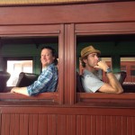 Dr. Robert Moser and  Dr. Richard Gordon take a ride on "Maria Fumaça," a steam locomotive in São João del-Rei